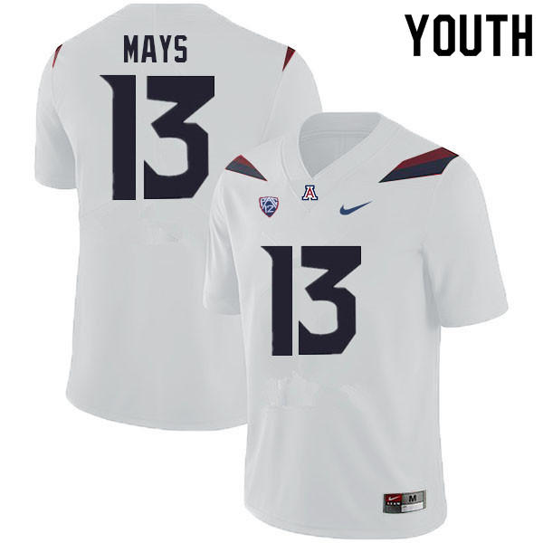 Youth #13 Isaiah Mays Arizona Wildcats College Football Jerseys Sale-White